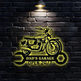 24/7 The Garage Monogram Metal Sign Personalized Family Name Led Metal Sign Outdoor Door Decor Address Wall Art