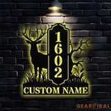 Address Life Tree Metal Sign Personalized Family Name Metal Sign Family LED Wall Decor Personalized Wall Art