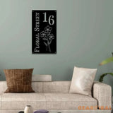 Address Metal Flower House Address Sign Vertical Address Number Sign Minimal Address Sign Home Number Housewarming Gift