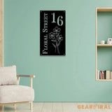 Address Metal Flower House Address Sign Vertical Address Number Sign Minimal Address Sign Home Number Housewarming Gift