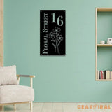 Address Metal Flower House Address Sign Vertical Address Number Sign Minimal Address Sign Home Number Housewarming Gift