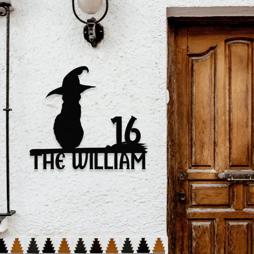 Address Metal Sign Halloween Black Cat Address Name Sign Personalized Split Letter Last Name Halloween Sign Outdoor