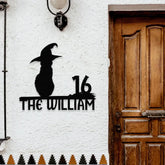 Address Metal Sign Halloween Black Cat Address Name Sign Personalized Split Letter Last Name Halloween Sign Outdoor