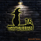 Address Metal Sign Halloween Black Cat Address Name Sign Personalized Split Letter Last Name Halloween Sign Outdoor