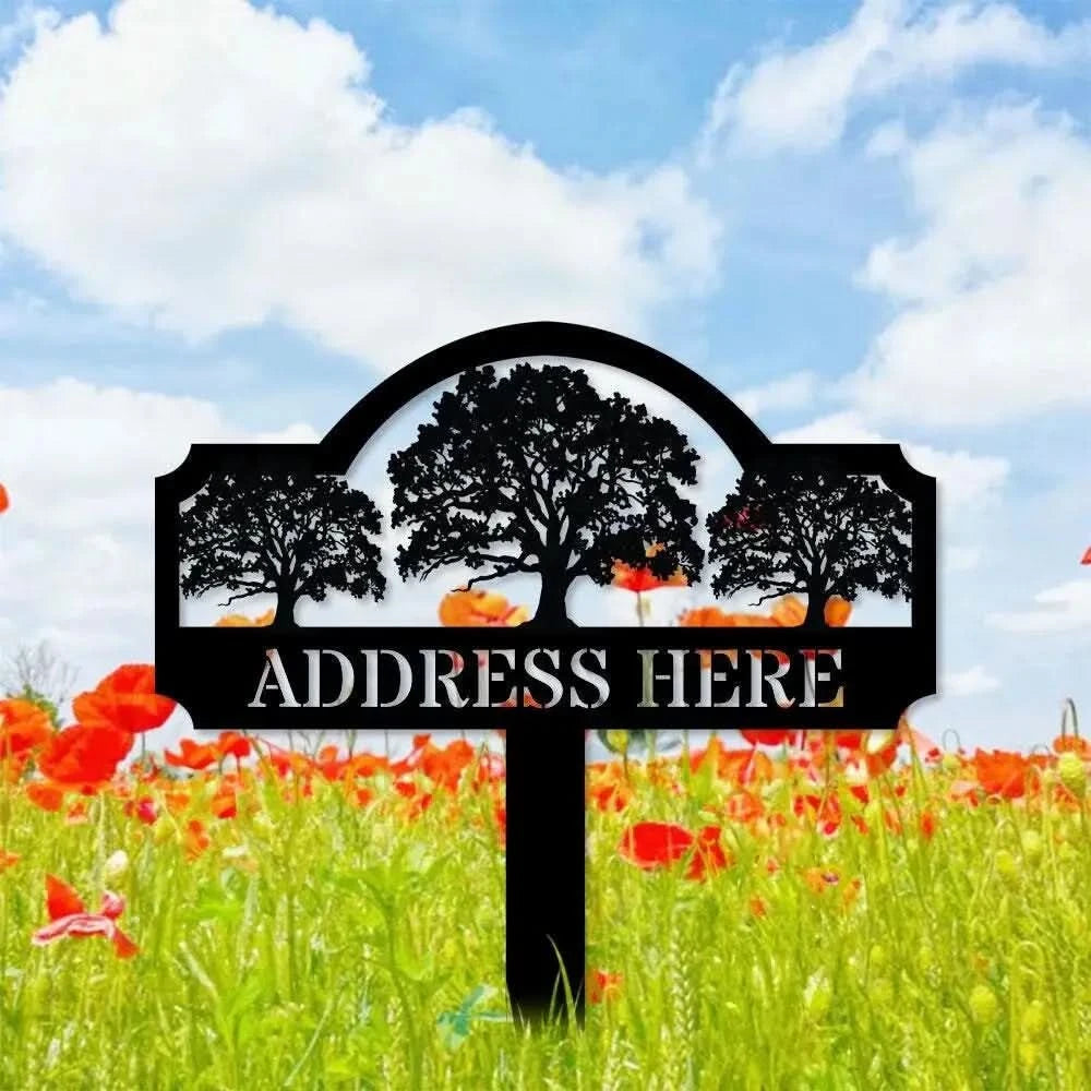 Address Unique Metal Sign Metal Stake Personalized Name Yard Sign Outdoor Door Garden Decor Metal Sign Address Number
