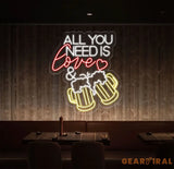 All You Need Is Love & Beer Neon Bar Sign LED Light Sign for Home Bar Wall Decor Basement Sign Man Cave Sign Unique