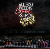 All You Need Is Love & Beer Neon Bar Sign LED Light Sign for Home Bar Wall Decor Basement Sign Man Cave Sign Unique