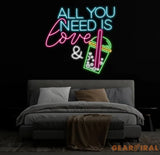 All You Need Is Love & Bubble Tea Neon Sign Custom Boba Tea Milk Tea LED Neon Light Drinks Coffee Bar Shop Home Wall