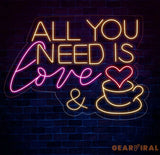 All You Need Is Love & Coffee Neon Sign,Neon Coffee Sign Led Sign For Coffee Shop Opening Custom Shop Signage Cafe Bar