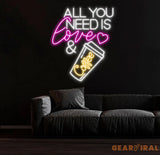 All You Need Is Love & Coffee Neon Sign,Neon Coffee Sign Led Sign For Coffee Shop Opening Custom Shop Signage Cafe Bar