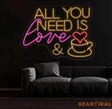All You Need Is Love & Coffee Neon Sign,Neon Coffee Sign Led Sign For Coffee Shop Opening Custom Shop Signage Cafe Bar