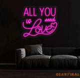All You Need Is Love Neon Sign Custom Neon Sign Wedding Wall Decor Valentine’s Day Decor Couple Valentine’s Gift