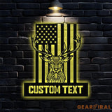 American Hunting Metal Sign Personalized Family Name Led Metal Sign Outdoor Door Decor Address Wall Art Perfect Gift