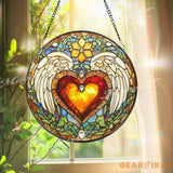 Angel Heart Stained Glass Suncatcher Winged Love Window Hanging Romantic Celestial Decor Gift for Valentine or