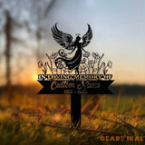 Angel Memorial Plaque with Stake Custom Angel Memorial Stake Angel Grave Marker Angel Metal Grave Stake In Loving