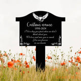 Angel Wings Heart Memorial Plaque with Stake Waterproof Grave Marker for Cemetery Remembrance Garden Stake Outdoor
