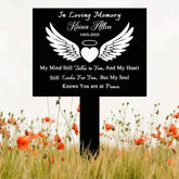 Angel Wings Heart Memorial Plaque with Stake Waterproof Grave Marker for Cemetery Remembrance Garden Stake Outdoor