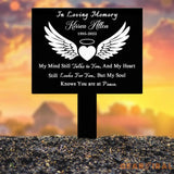 Angel Wings Heart Memorial Plaque with Stake Waterproof Grave Marker for Cemetery Remembrance Garden Stake Outdoor