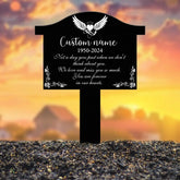 Angel Wings Heart Memorial Plaque with Stake Waterproof Grave Marker for Cemetery Remembrance Garden Stake Outdoor
