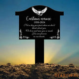 Angel Wings Heart Memorial Plaque with Stake Waterproof Grave Marker for Cemetery Remembrance Garden Stake Outdoor