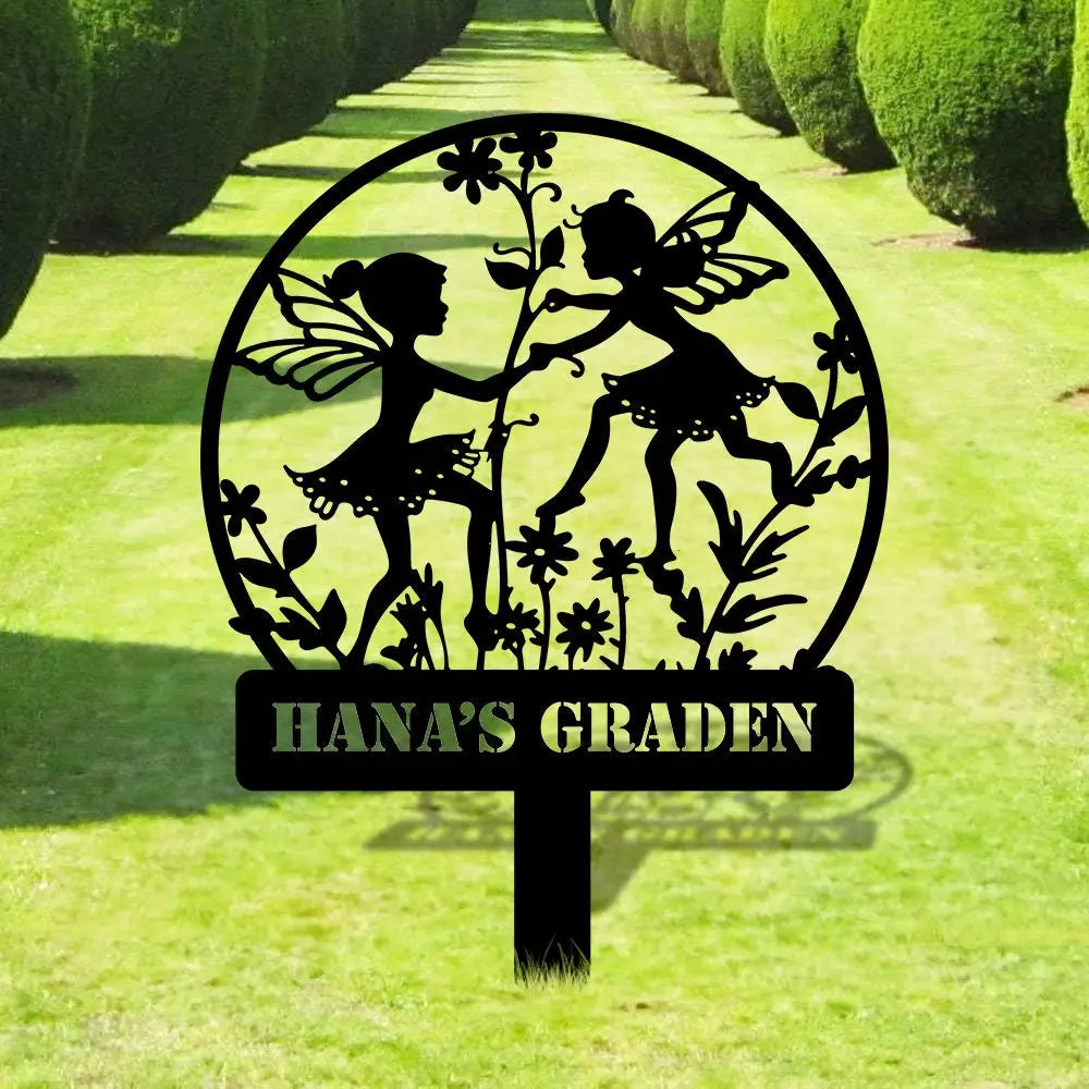 Angle Security Custom Metal Sign - Garden Metal Stake Decor - Custom Angle Metal Yard Sign - Personalize Garden Metal