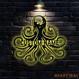 Angry Octopus Metal Welder Sign Personalized Family Name Metal Sign Outdoor Door Decor Octopus Wall Art Housewarming