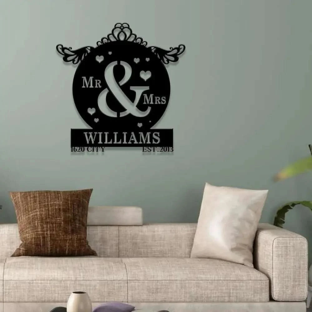 Anniversary Metal Sign Decorative Name Sign Personalized Split Letter Last Name Personalize Sign Outdoor Door Hanger