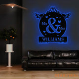 Anniversary Metal Sign Decorative Name Sign Personalized Split Letter Last Name Personalize Sign Outdoor Door Hanger