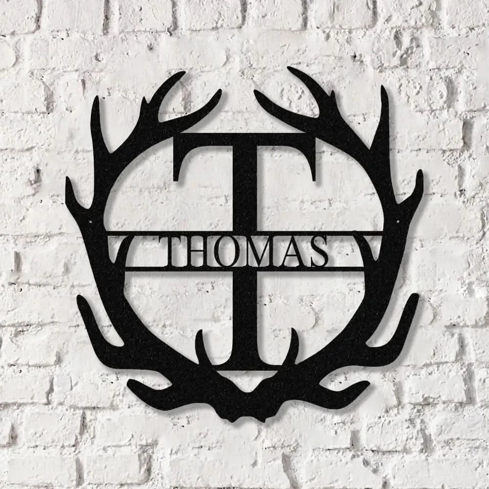 Antler Monogram Letter Sign Metal Wall Art LED Light Home Decor Hunter Gift - Gearviral