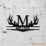 Antler Monogram Letter Sign Metal Wall Art LED Light Home Decor Hunter Gift Vs2 - Gearviral