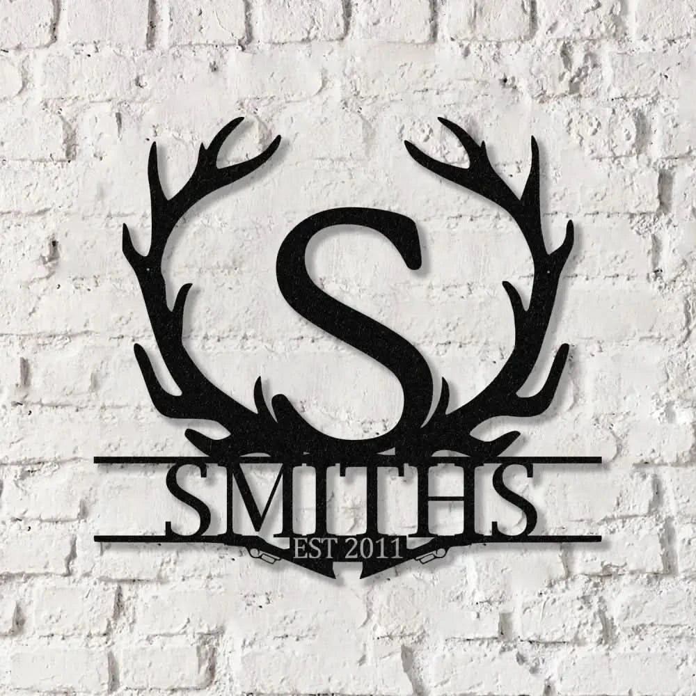 Antler Monogram Letter Sign Metal Wall Art LED Light Home Decor Hunter Gift Vs3 - Gearviral
