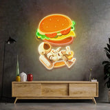 Astronaut and Burger Led Neon Acrylic Artwork