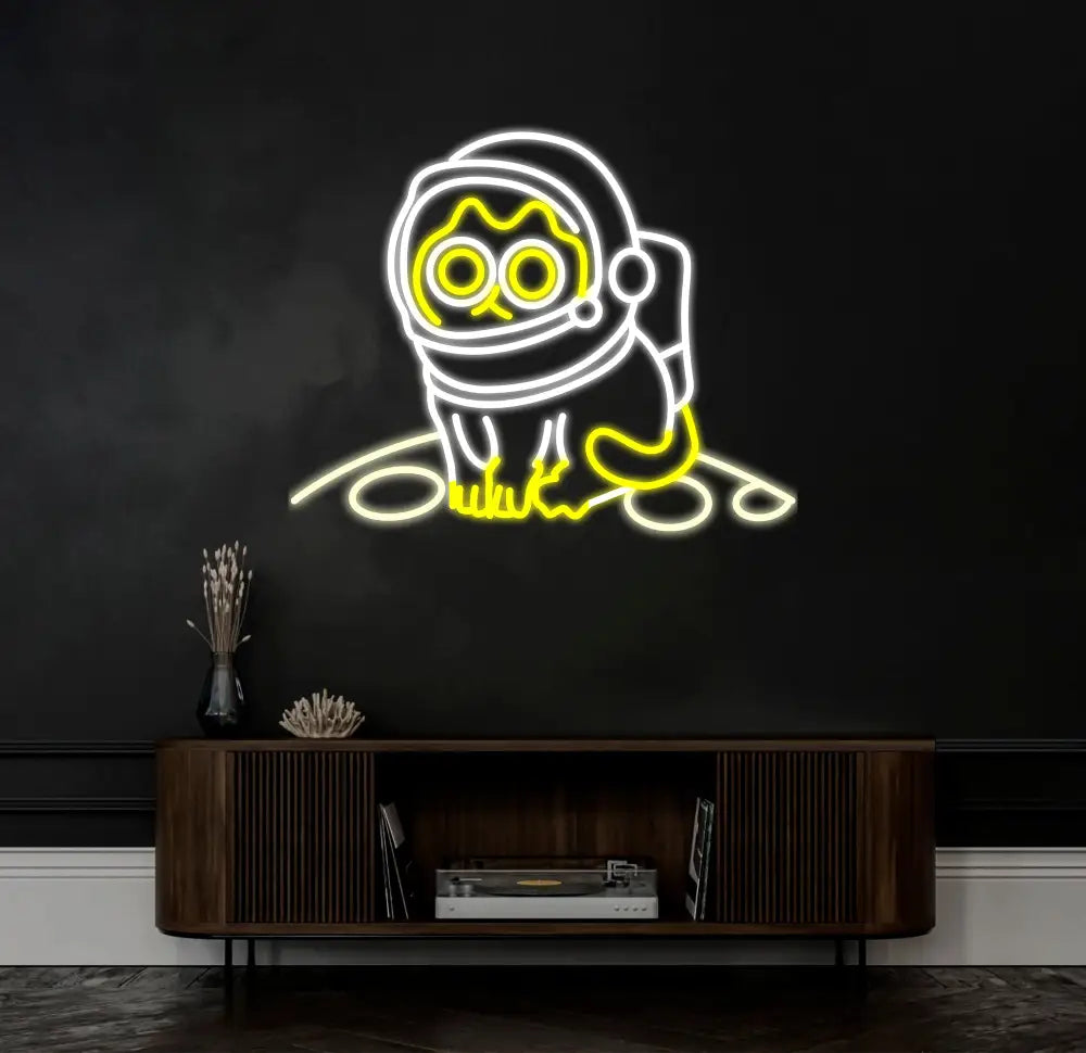 Astronaut Cat Sitting on The Moon Neon Sign Led Neon Lights for Wall Decor Light Up Signs for Bedroom Party Decorations