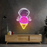Astronaut Cream Space Led Neon Acrylic Artwork
