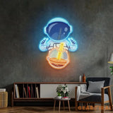 Astronaut Drinking Milktea LED Neon Sign Light Pop Art