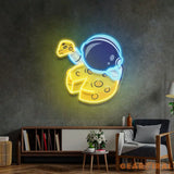 Astronaut Eating Cheese Moon LED Neon Sign Light Pop Art