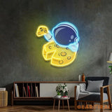 Astronaut Eating Cheese Moon LED Neon Sign Light Pop Art