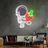 Astronaut Holding Strawberry Led Neon Acrylic Artwork
