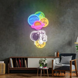 Astronaut Hugging Planet Led Neon Acrylic Artwork