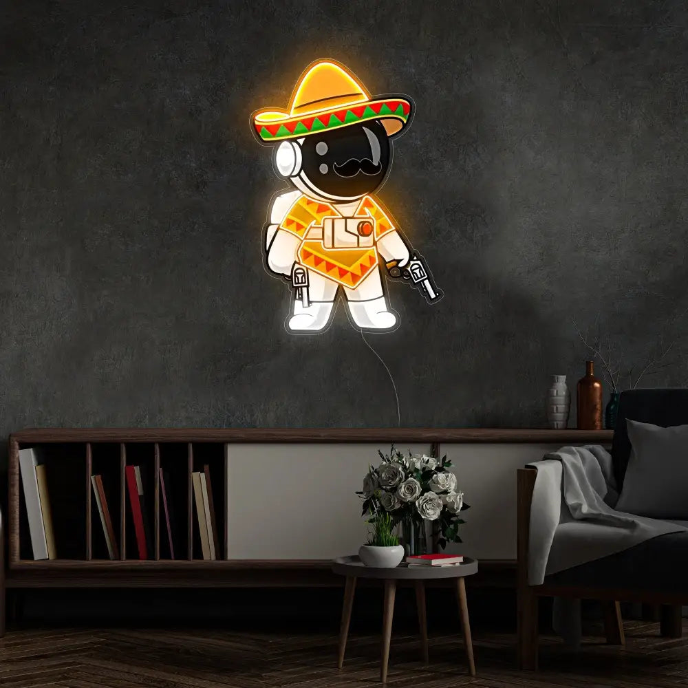 Astronaut Mexican Guns Led Neon Acrylic Artwork