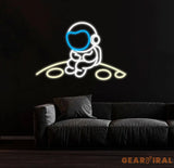 Astronaut Neon Sign Large Spaceman Sitting On The Planet LED Neon Sign Big Neon Light Sign Kid Room Decor Birthday Gifts