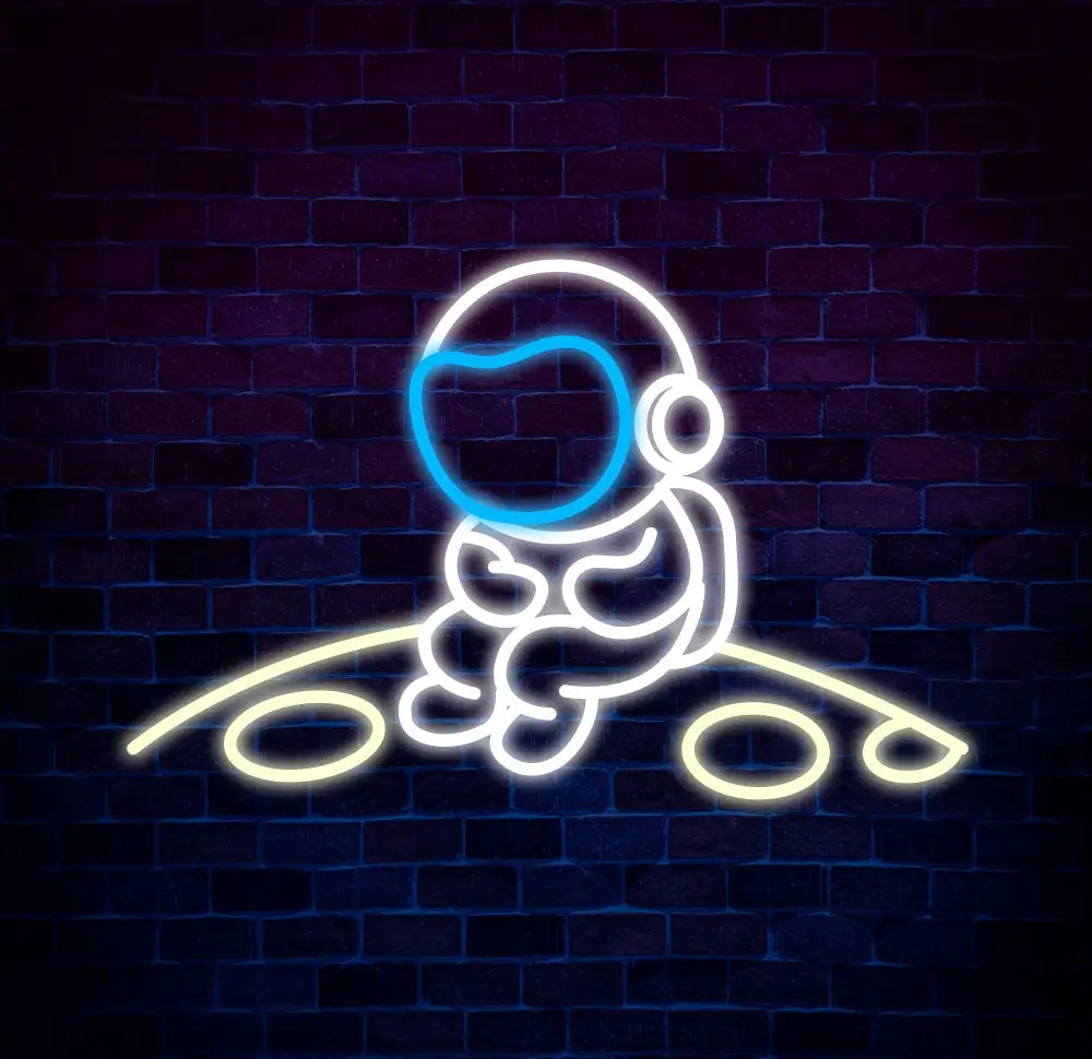 Astronaut Neon Sign Large Spaceman Sitting On The Planet LED Neon Sign Big Neon Light Sign Kid Room Decor Birthday Gifts