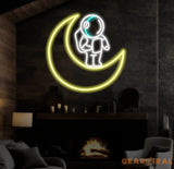 Astronaut Sitting on The Moon Neon Sign Led Neon Lights for Wall Decor Light Up Signs for Bedroom Party Decorations