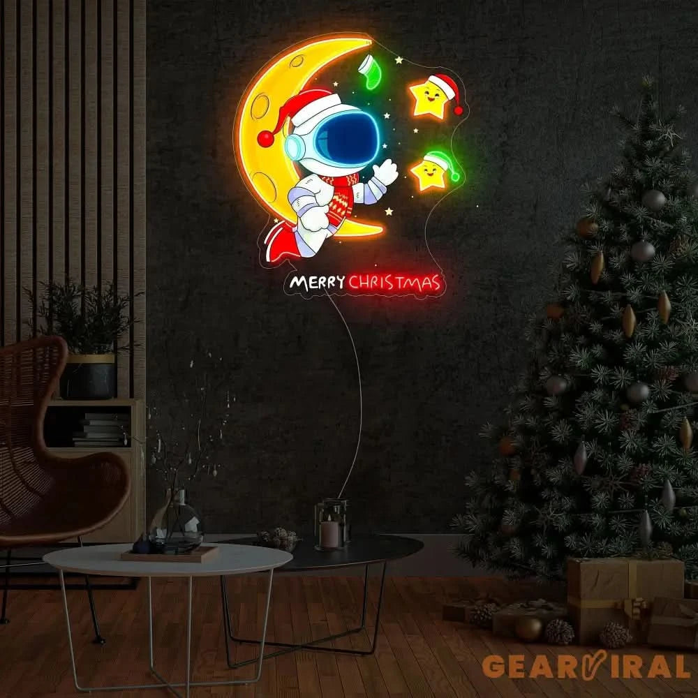 Astronaut with Moon Christmas Led Neon Acrylic Artwork