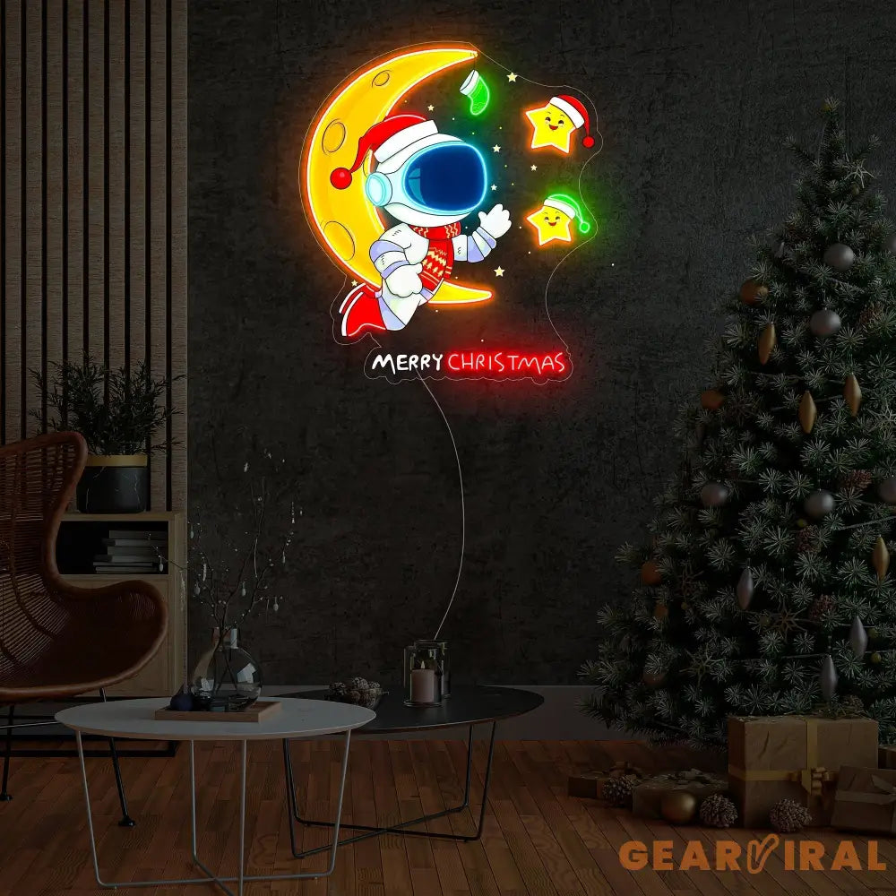 Astronaut with Moon Christmas Led Neon Acrylic Artwork