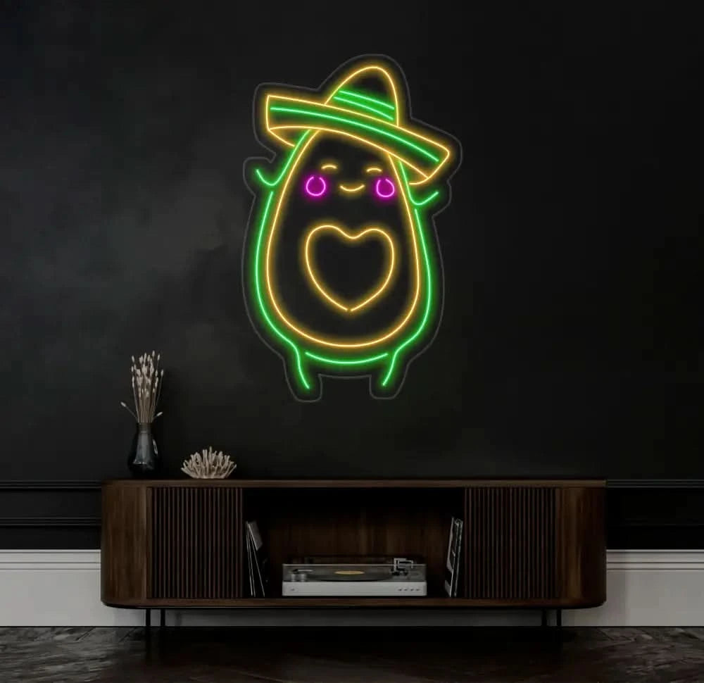 Avocado Mexican Dance Neon Sign Avocado Sombrero Manana LED Light Mexican Bar Pub Led Light Avocado Lovers