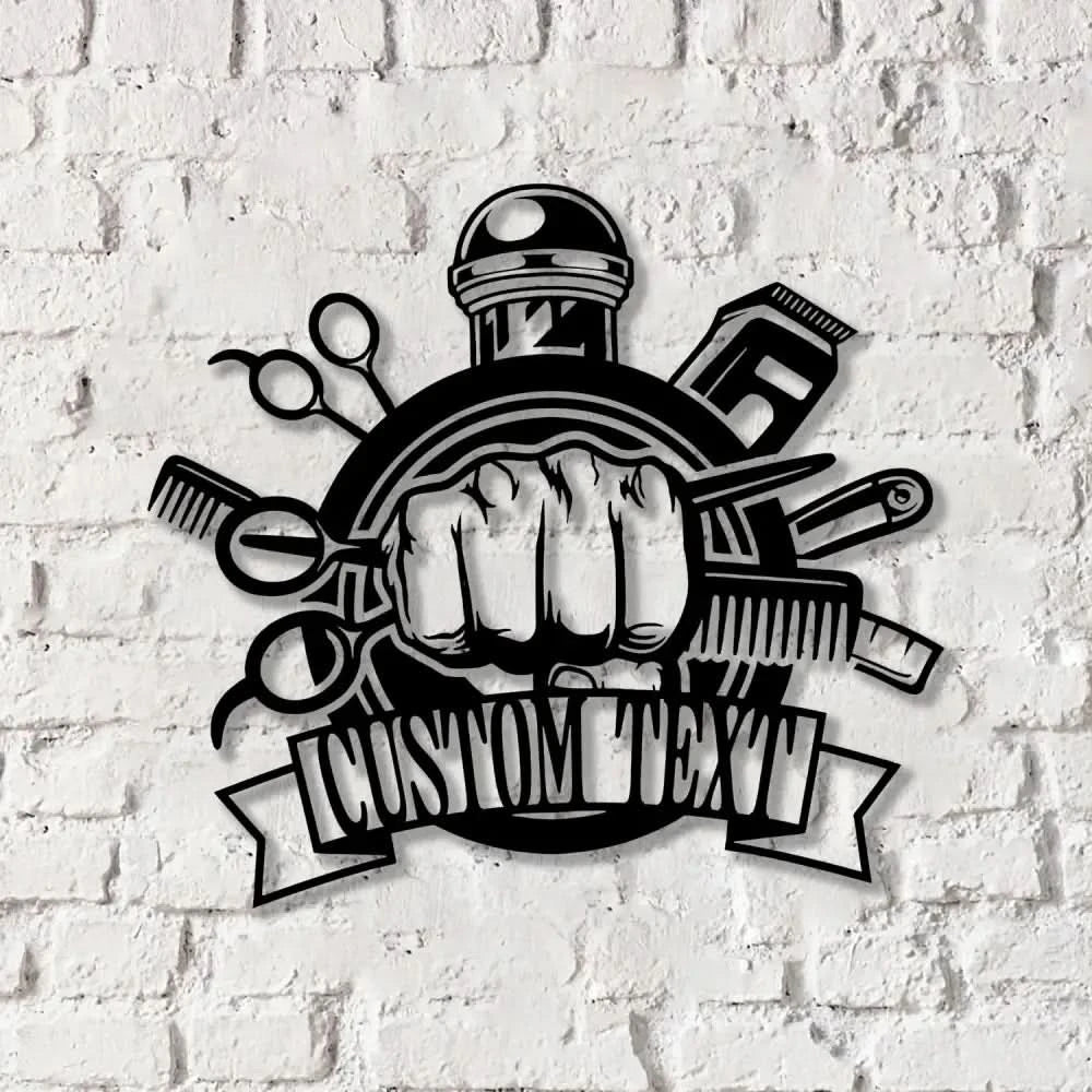 Barber Shop Metal Sign with LED Lights Custom Barber Shop Name Sign Personalized Barbershop Wall Decor for Salon or
