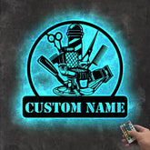 Barber Shop Metal Sign with LED Lights Custom Barber Name Wall Art Personalized Barbershop Decor for Salon or Studio –