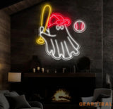 Baseball Ghost Neon Sign - Custom LED Wall Decor Baseball Fan Gift Sports Bar Light Halloween Baseball Art Unique