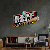 Baseball Hit & Run LED Neon Sign Light Pop Art